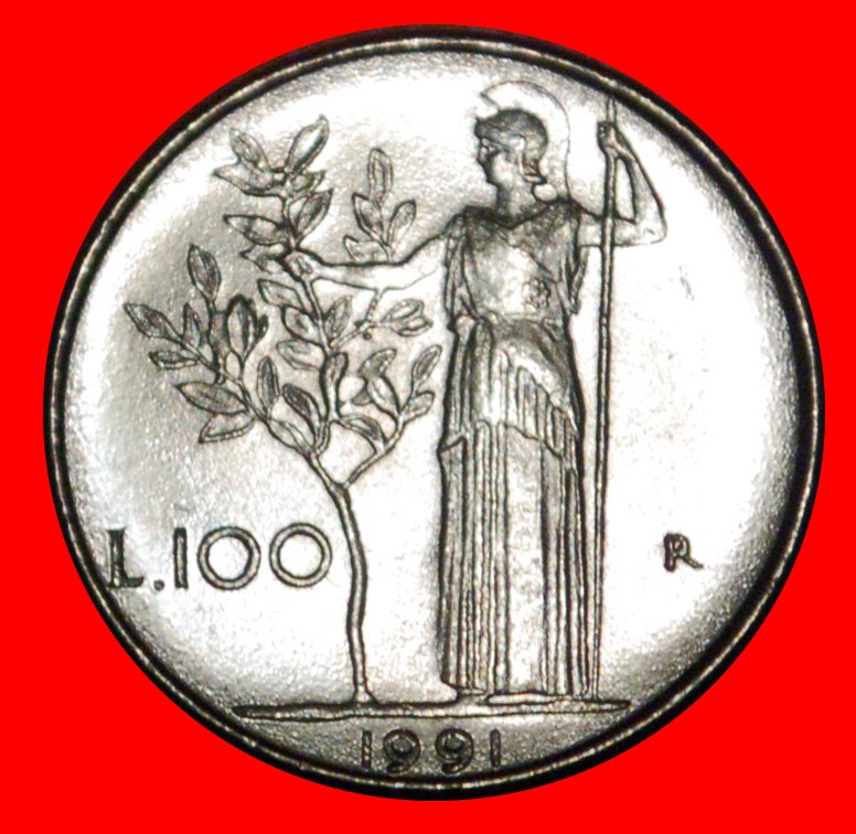  * GÖTTIN MINERVA (1990-1992): ITALIEN ★ 100 LIRE 1991R! KLEINE GRÖSSE UNGEWÖHNLICH! ★OHNE VORBEHALT!   