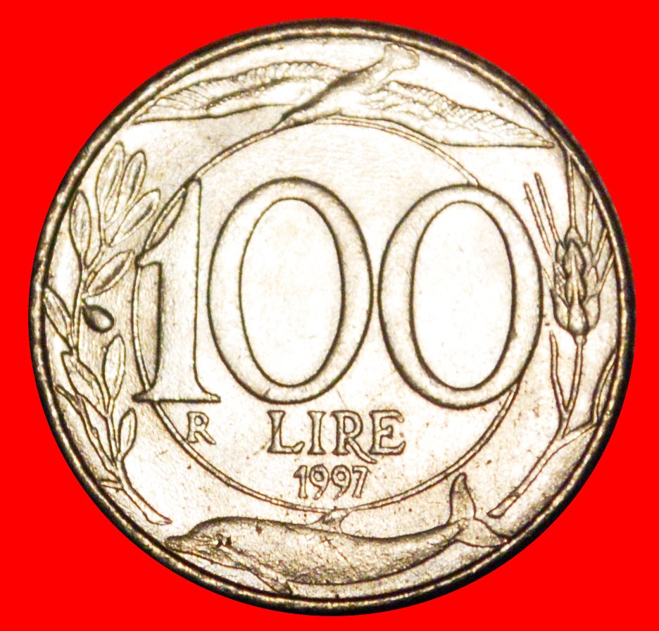  * VOGEL UND DELPHIN (1993-2001):  ITALIEN ★ 100 LIRE 1997R uSTG STEMPELGLANZ!★OHNE VORBEHALT!   