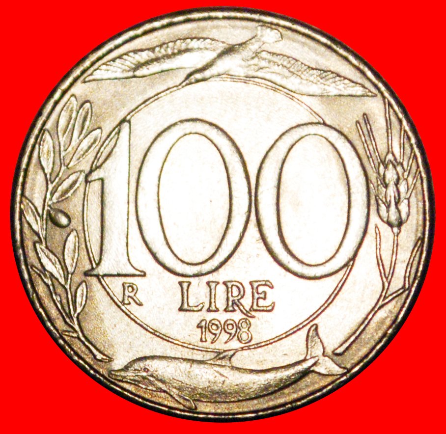  * BIRD AND DOLPHIN (1993-2001): ITALY ★ 100 LIRE 1998R MINT LUSTRE!★LOW START ★ NO RESERVE!   