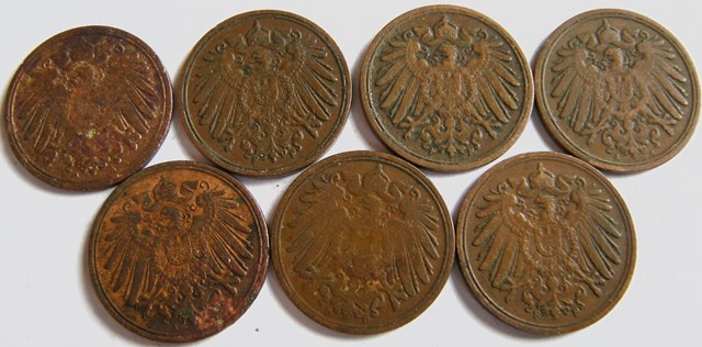  Kaiserreich, 7 x 1 Pfennig   