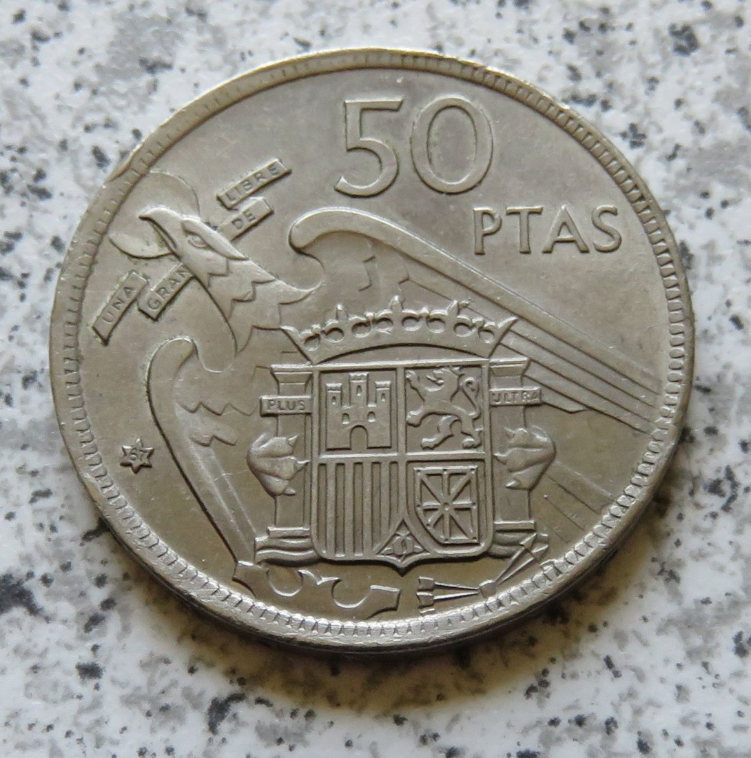  Spanien 50 Pesetas 1957, im Sternchen 67 (50 Pesetas 1967)   