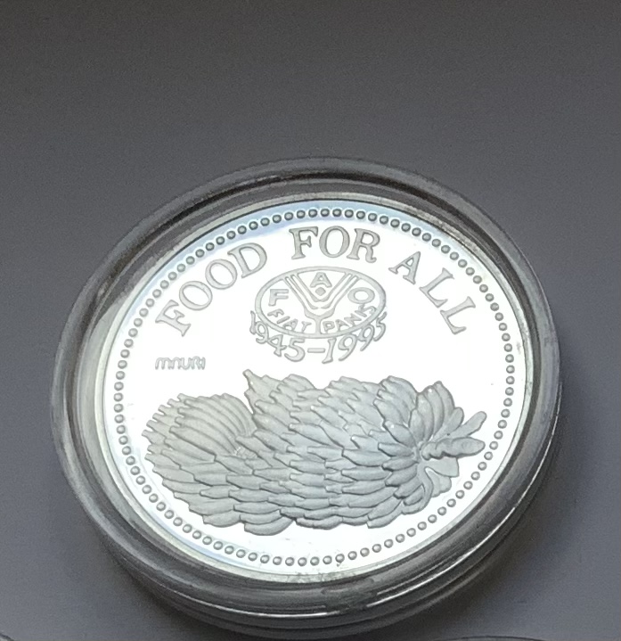  5000 Shillings Silbermünze Uganda 1995 PP. Serie: FAO   