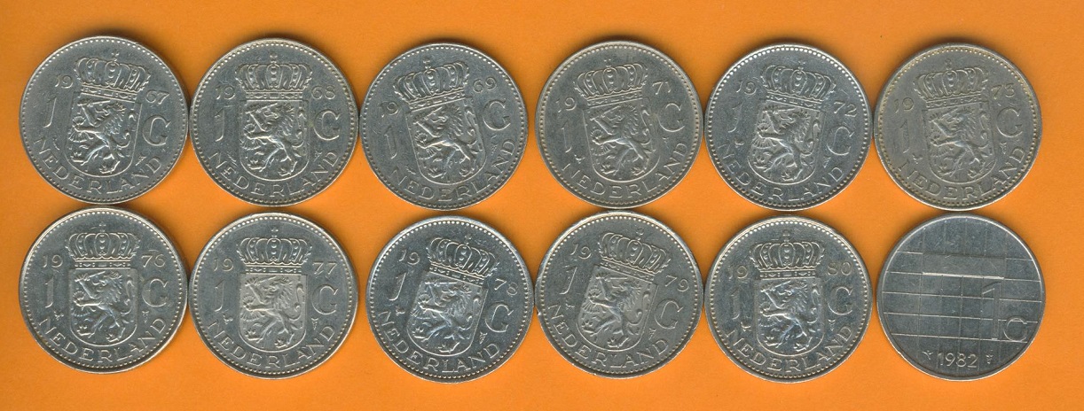  Niederlande 12x 1 Gulden nur verschiedene Jahrgänge   