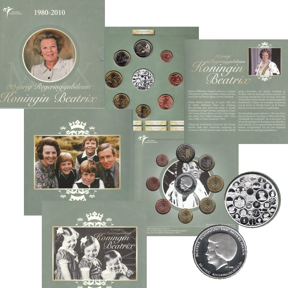  Offiz Sonder-KMS Niederl. *30. Jahre Königin Beatrix* 2010 mit Silbermed. nur 5.000St!   