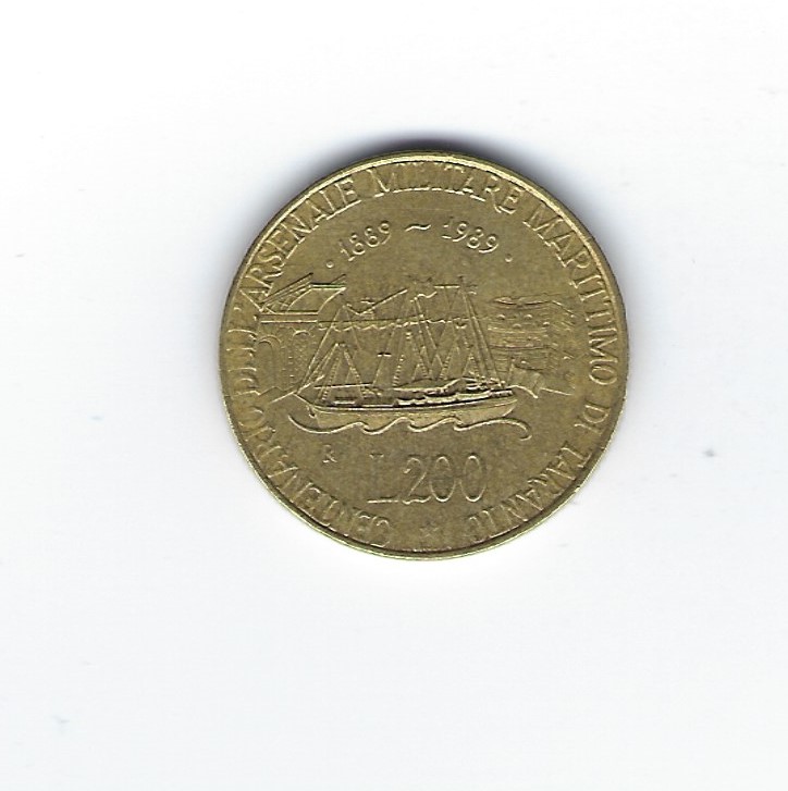  Italien 200 Lire 1989 Taranto   