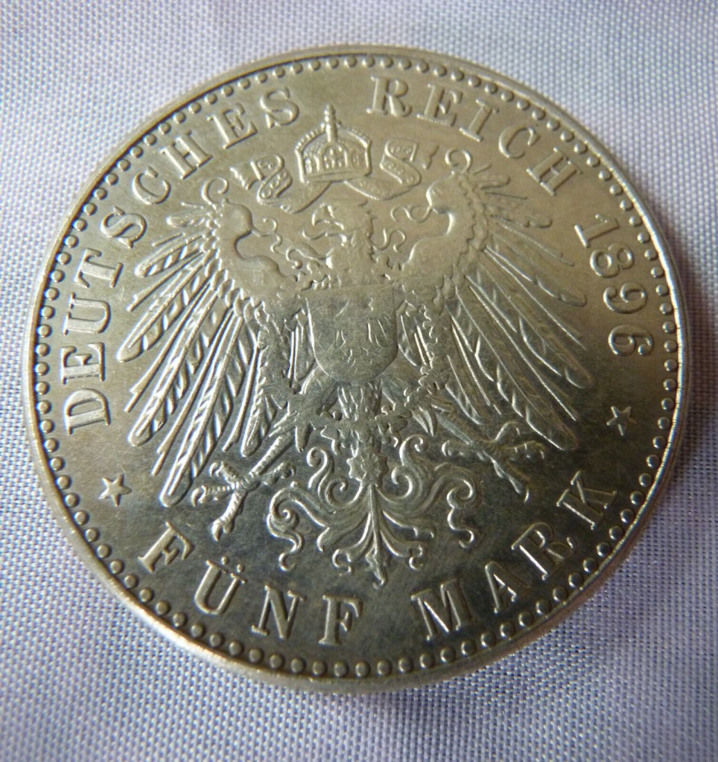  5 MARK HERZOG FRIEDRICH VON ANHALT 1896 Jäger 21 NP VZ   