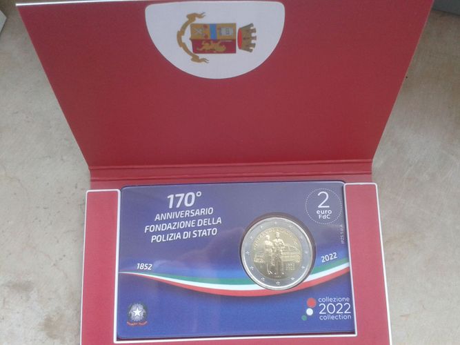  2 euro 2022 Italien coincard 170. Jahrestag Gründung Nationalpolizei - 2 euro Münze im Blister   