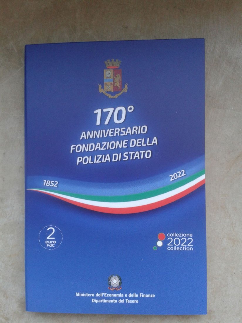  2 euro 2022 Italien coincard 170. Jahrestag Gründung Nationalpolizei - 2 euro Münze im Blister   