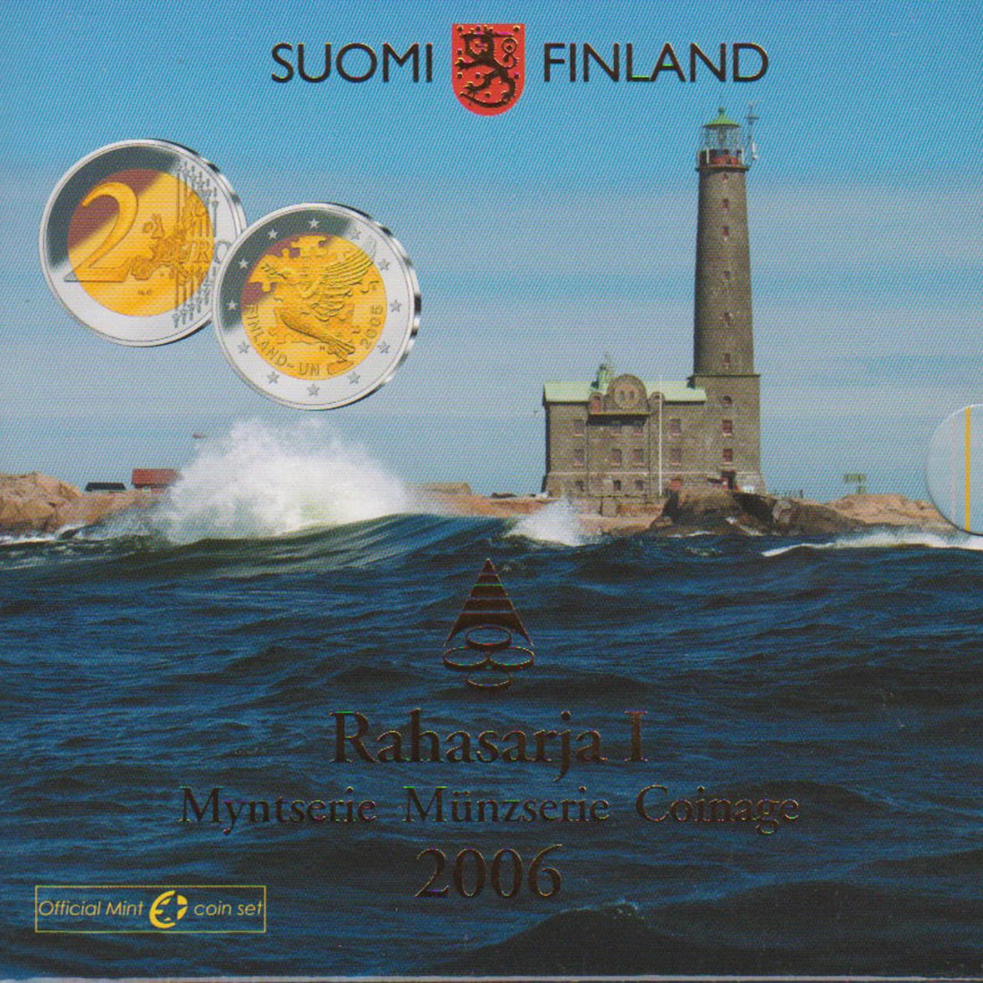  Offiz. KMS Finnland *Leuchtturm Bengtkär* 2006 mit 2€ SM 9 Münzen nur 40.000St!   
