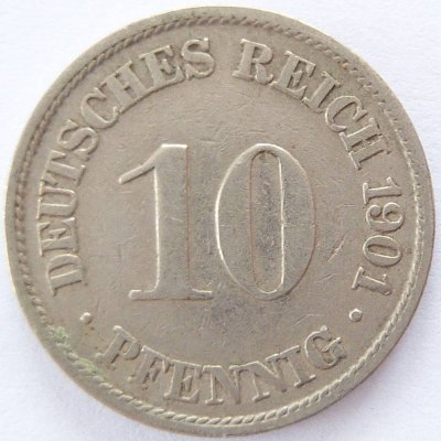  Deutsches Reich 10 Pfennig 1901 A K-N s-ss   