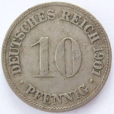  Deutsches Reich 10 Pfennig 1901 D K-N s-ss   