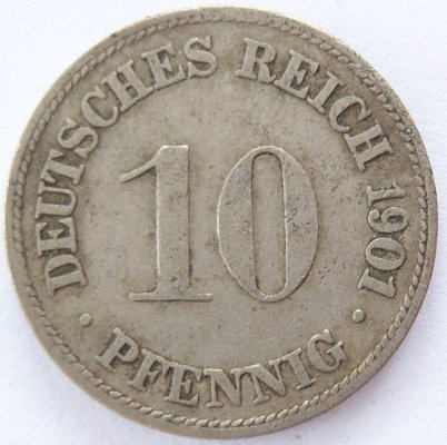  Deutsches Reich 10 Pfennig 1901 D K-N s-ss   