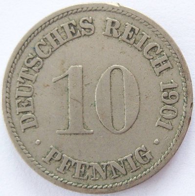  Deutsches Reich 10 Pfennig 1901 F K-N s-ss   