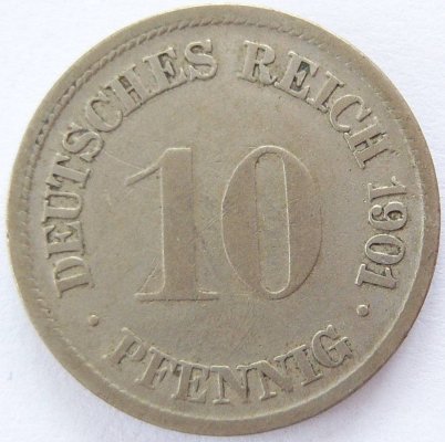  Deutsches Reich 10 Pfennig 1901 G K-N s-ss   