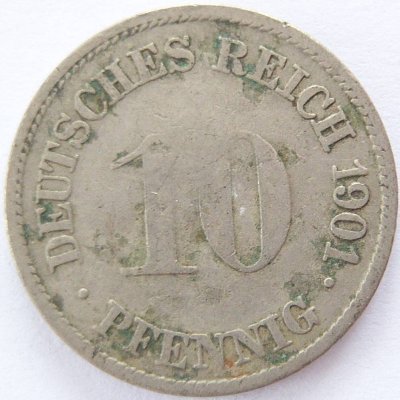  Deutsches Reich 10 Pfennig 1901 G K-N s   