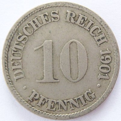  Deutsches Reich 10 Pfennig 1901 G K-N s-ss   