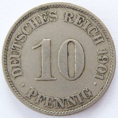  Deutsches Reich 10 Pfennig 1901 J K-N ss   