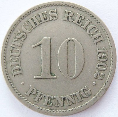  Deutsches Reich 10 Pfennig 1902 A K-N ss   