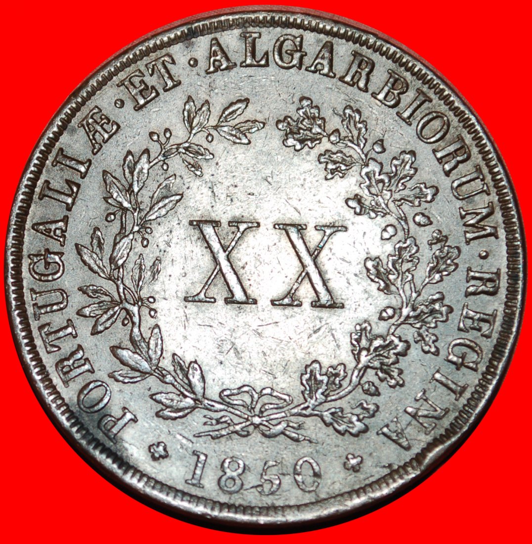  * MARIA II (1834-1853): PORTUGAL ★ 20 REIS 1850! TYPE (1847-1853) LOW START ★ NO RESERVE!   