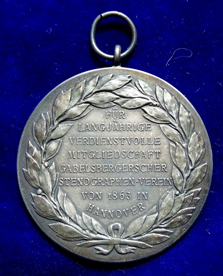  Hannover Verdienst- Silbermedaille Gabelsberger Stenographen-Verein von 1863.   