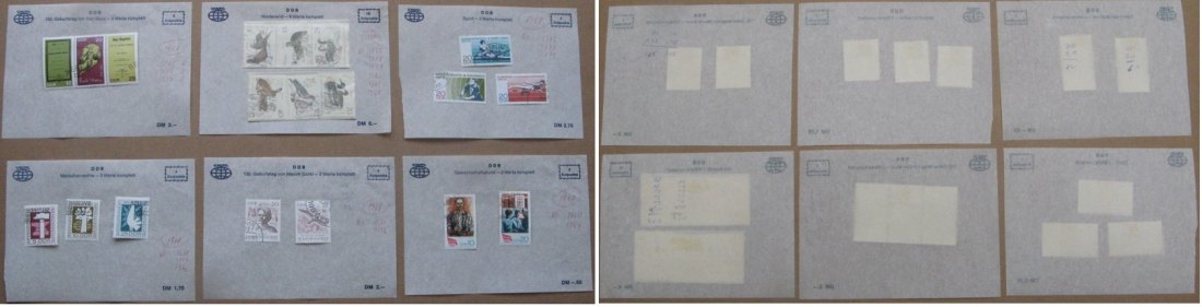  1968, Deutschland (DDR), ein Satz mit 6 Stück UNIFIL Philateliekarten/Briefmarkenbögen, Mi 1351/1374   