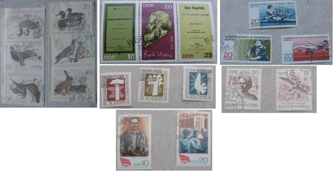  1968, Deutschland (DDR), ein Satz mit 6 Stück UNIFIL Philateliekarten/Briefmarkenbögen, Mi 1351/1374   