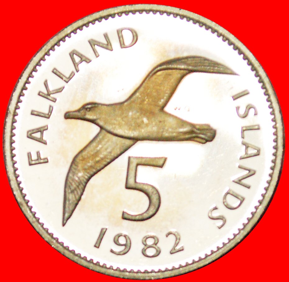  * GREAT BRITAIN ALBATROSS (1974-1992): FALKLAND ISLANDS ★5 PENCE 1982! PROOF★LOW START ★ NO RESERVE!   