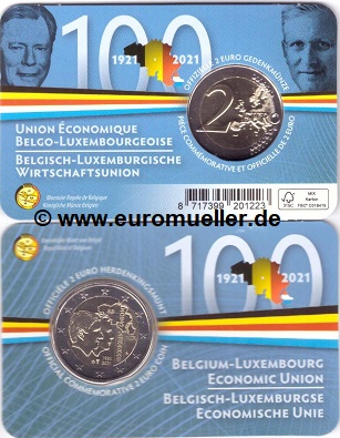 Belgien 2 Euro Gedenkmünze 2021...BLEU...niederl. Coincard   