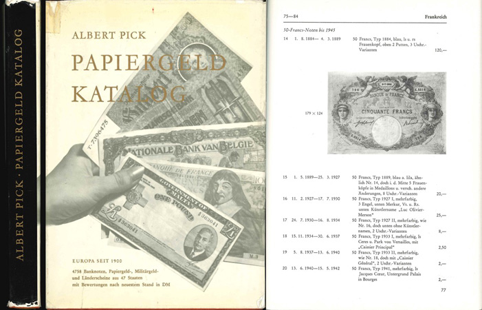  Pick, Albert; Papiergeldkatalog Europa seit 1900; Battenberg Verlag; München 1970   