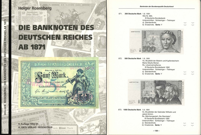  Rosenberg, H.; Die Banknoten des deutschen Reiches ab 1871; 4. Auflage 1994/95   