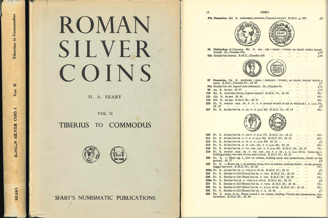  H.A.Seaby; Roman Silver Coins; vol II. Tiberius to Commodus; London 1954   