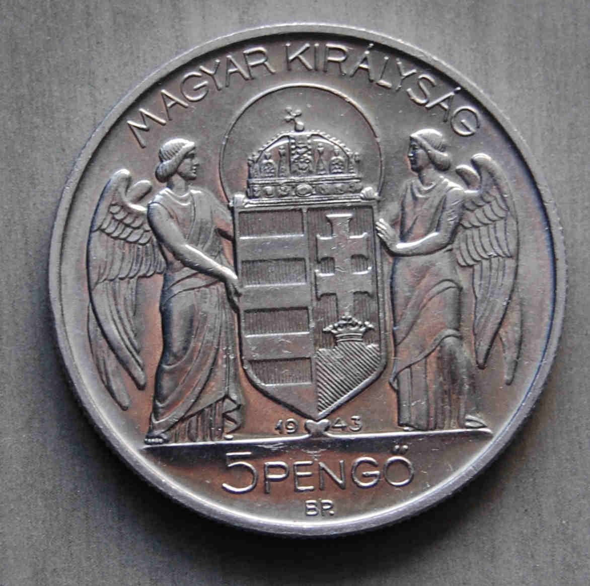 5 Pengö 1943 Ungarn VZ/stgl. KM 523