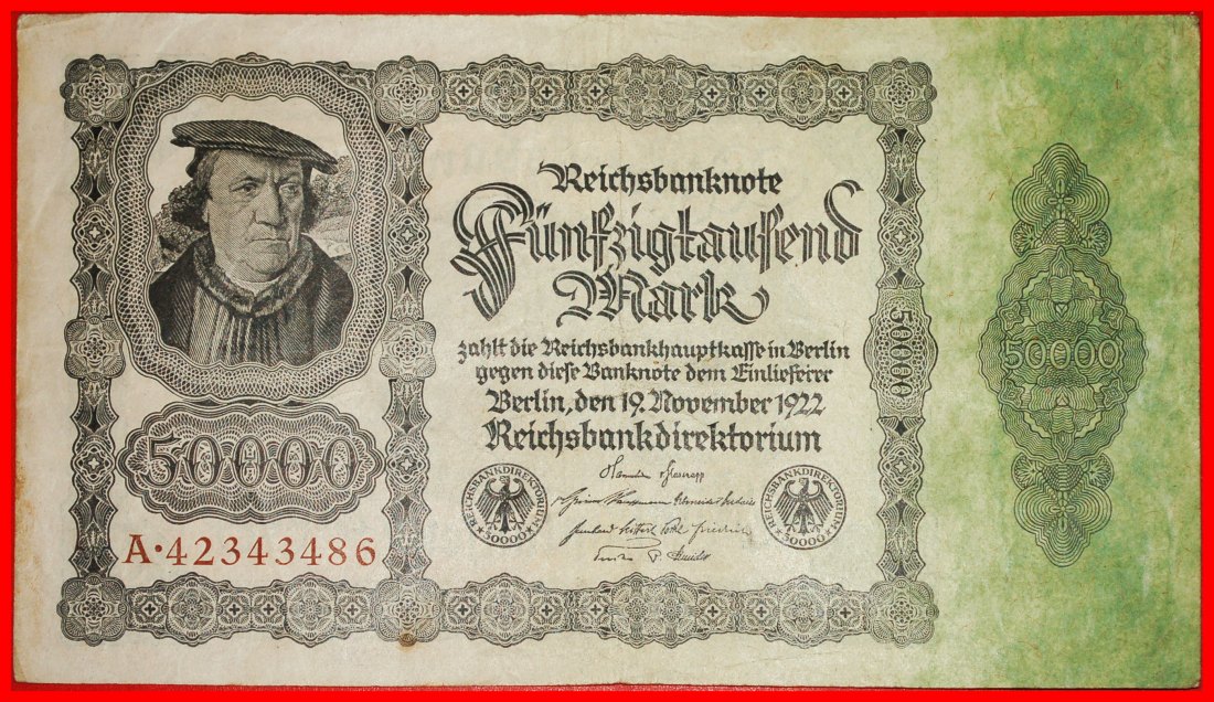  * REICHSBANKNOTE: DEUTSCHLAND ★ 50000 MARK 1922! OHNE VORBEHALT!   