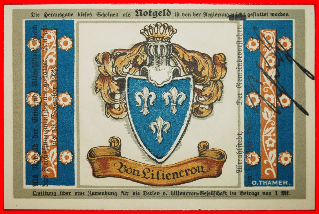  * HYDRA ASTRONOMY: GERMANY ALTRAHLSTEDT ★ 1 MARK 1922 RARE! UNC CRISP! ★LOW START ★ NO RESERVE!   