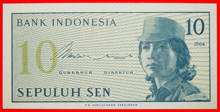  * VOLUNTEER: INDONESIA ★ 10 SEN 1964! UNC CRISP!★LOW START ★ NO RESERVE!   