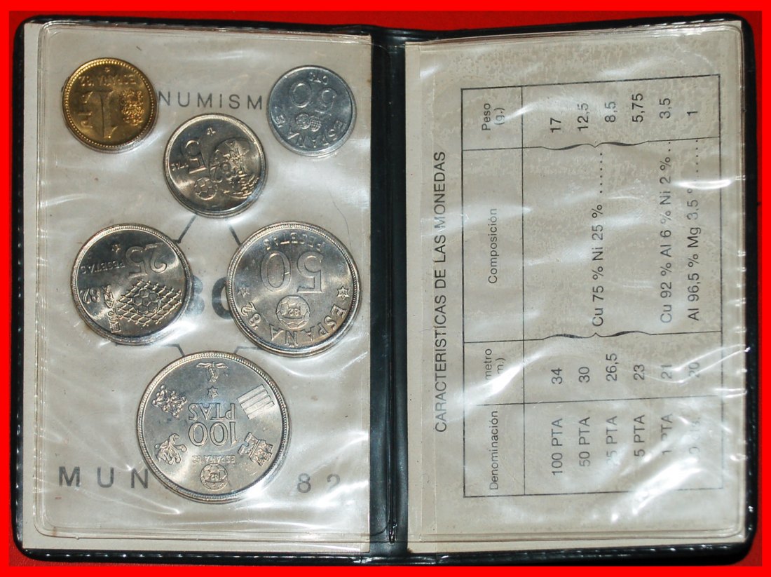  * FOOTBALL WORLD CUP 1982: SPAIN ★ MINT SET 1980 6 COINS! JUAN CARLOS I★LOW START ★ NO RESERVE!   