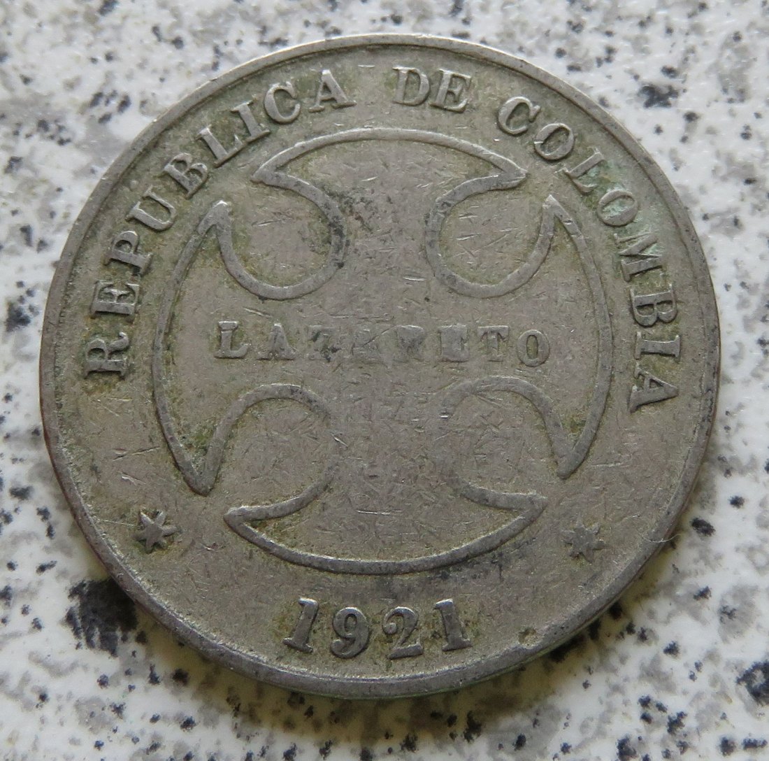  Kolumbien Lazarettmünze 50 Centavos 1921, selten   