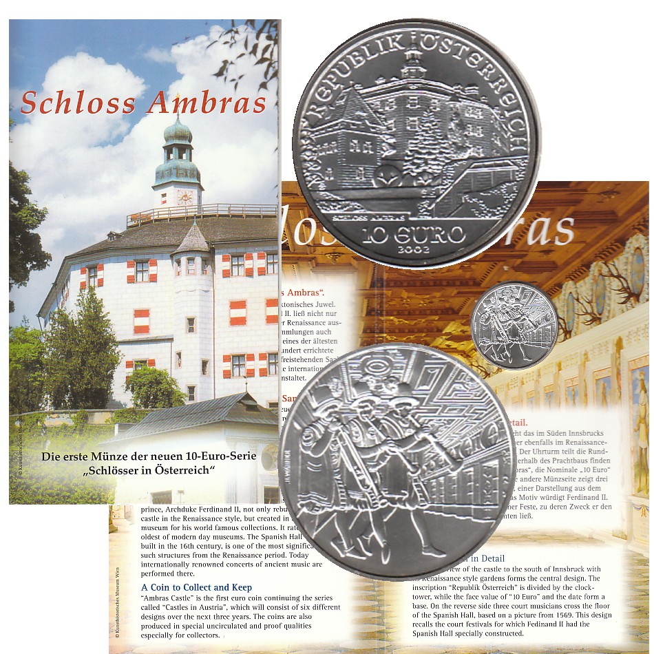  Offiz. 10 Euro Silbermünze Österreich *Schloss Anbrass* 2002 *hgh* max 20.000St!   