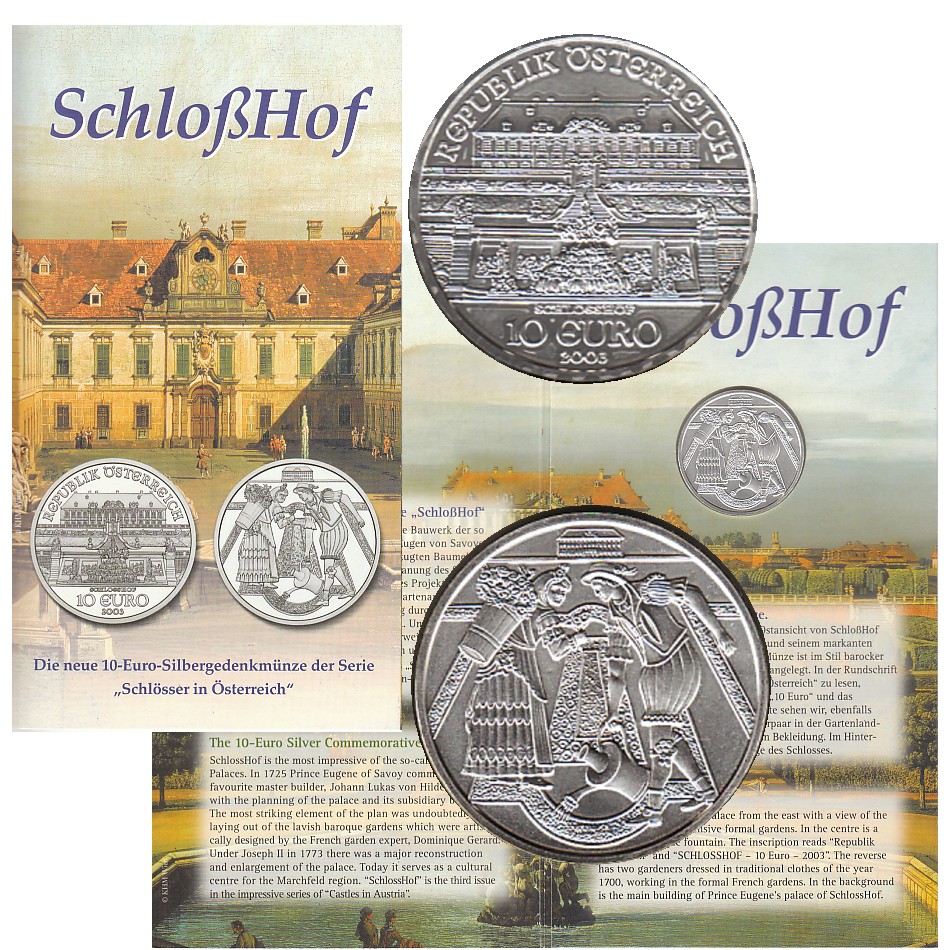  Offiz. 10 Euro Silbermünze Österreich *Schloss Hof* 2003 *hgh* max 20.000St!   