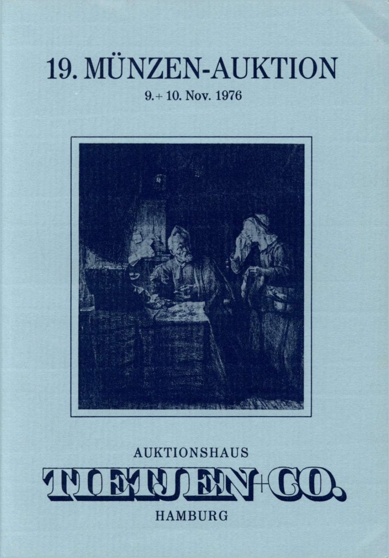  Tietjen (Hamburg) Auktion 19 (1976) Antike bis Neuzeit Banknoten ,Hamburg Lübeck ,Schleswig Holstein   