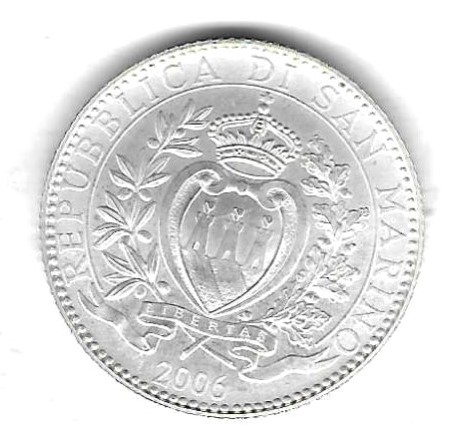  San Marino 5 Euro 2006, Melchiorre Delfico, Silber 18 gr. 0,925, Stempelglanz, siehe Scan unten   