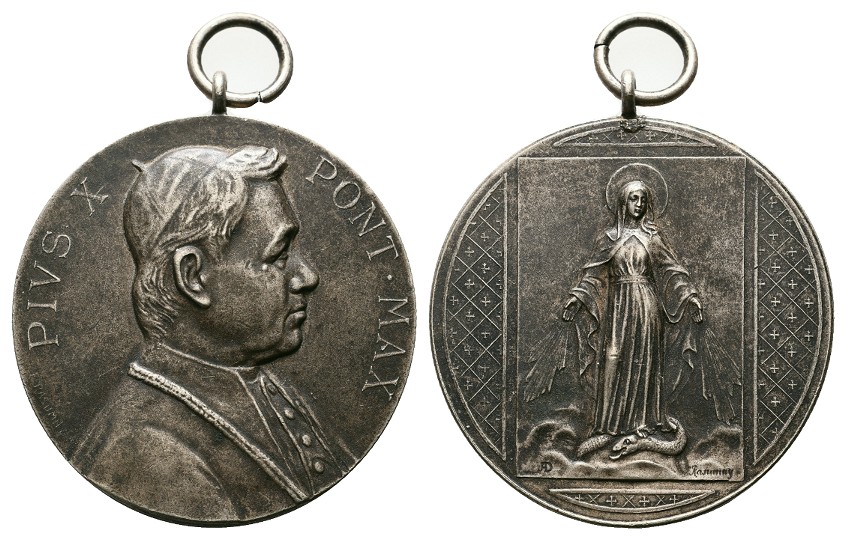  Linnartz VATIKAN Pius X. Nickelmedaille o.J.(Rasumny) Marienverehrung vz+ Gewicht: 41,7g   