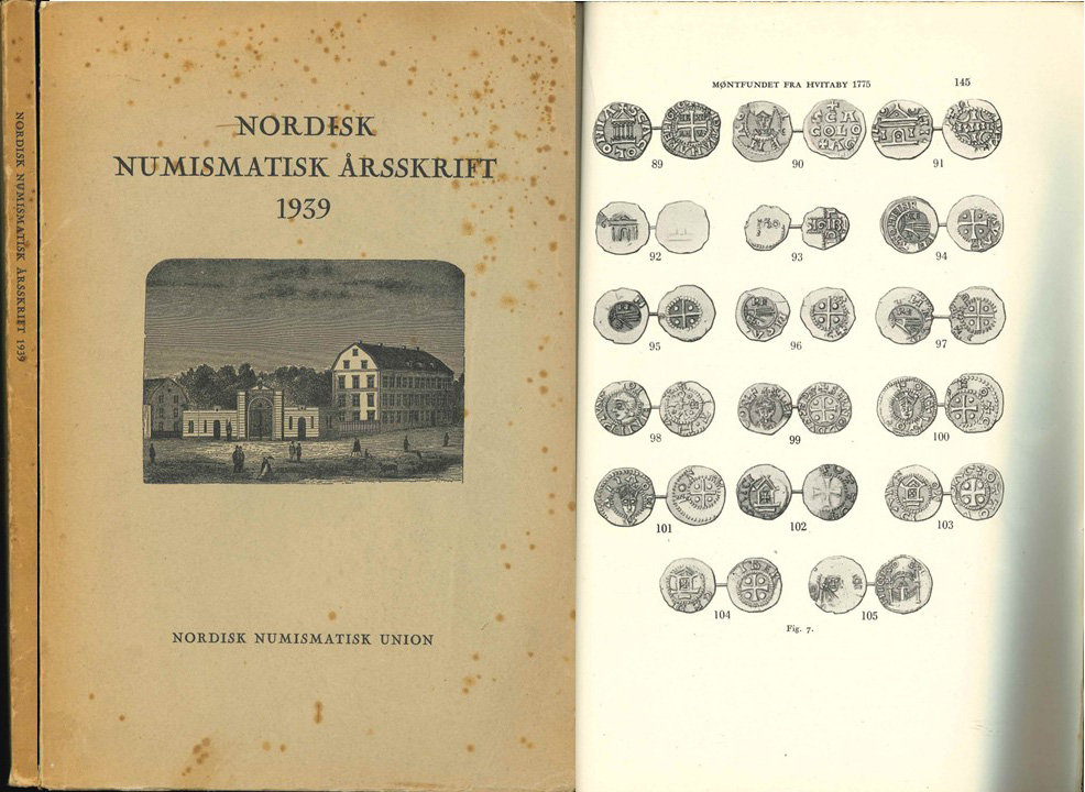  Nordisk Numismatisk Arsskrift 1939; Nordisk Numismatisk Union; Stockholm 1940   