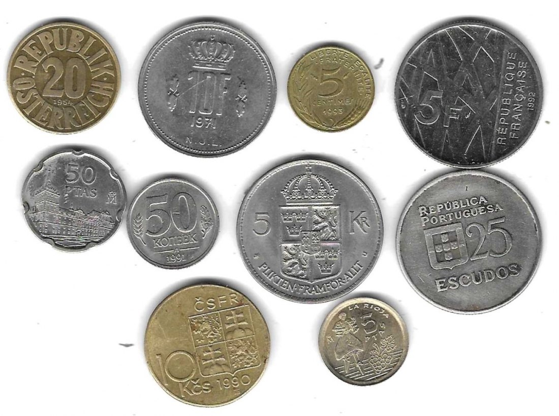  Europa Restposten-Lot 10 Münzen, SS-Stempelglanz, Einzelaufstellung und Scan siehe unten   