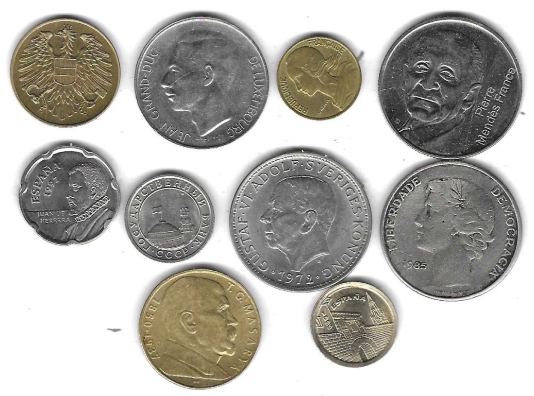  Europa Restposten-Lot 10 Münzen, SS-Stempelglanz, Einzelaufstellung und Scan siehe unten   