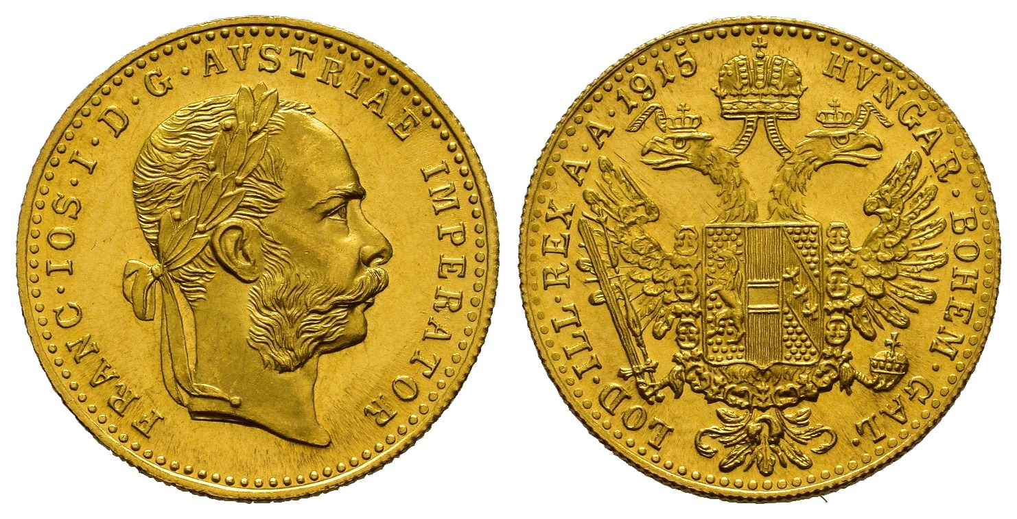 PEUS 7979 Österreich 3,44 g Feingold. Franz Joseph I. (1848 - 1916) 1 Dukat (off.NP) GOLD 1915 Stempelglanz