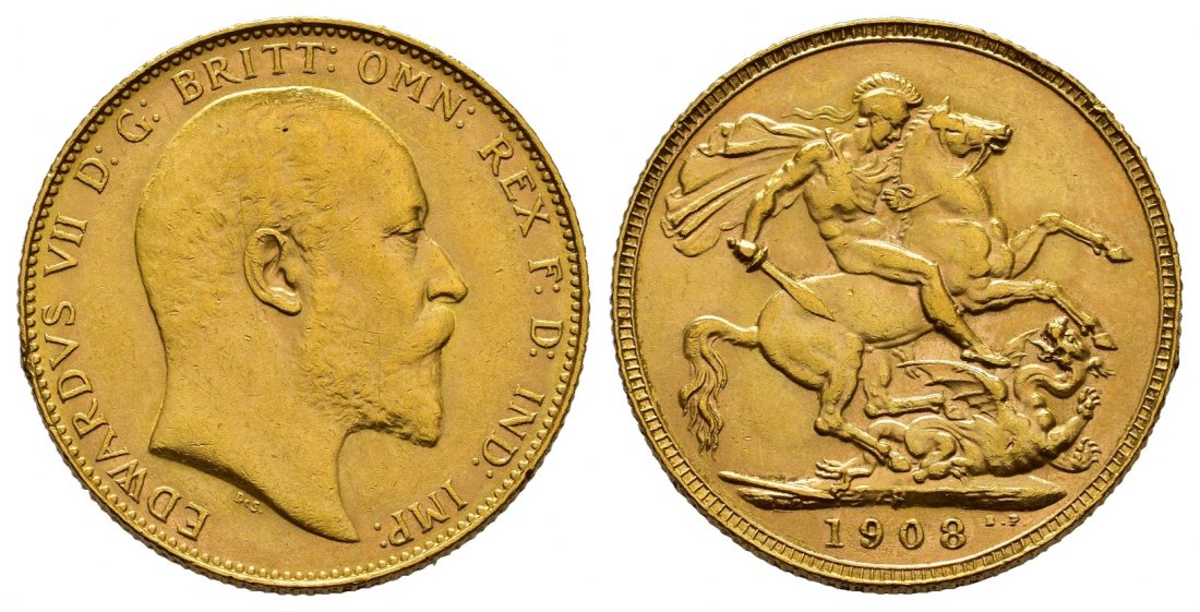 PEUS 7986 Grossbritannien / Australien 7,32 g Feingold. Eduard VII. (1901 - 1910) Sovereign GOLD 1908 P Perth Sehr schön