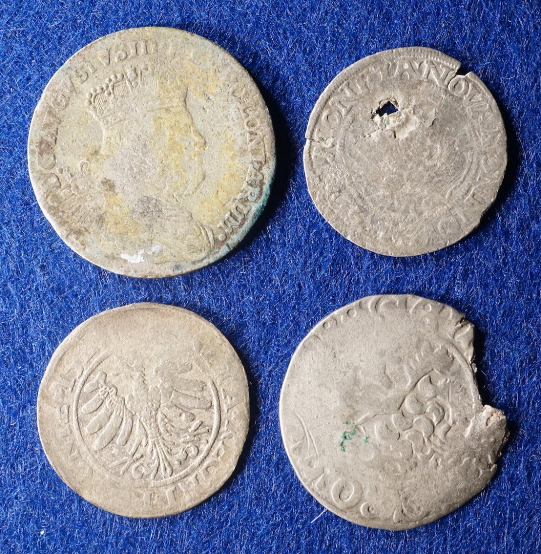  Konvolut: 4 Silbermünzen ab Mittelalter mit Fehlern   
