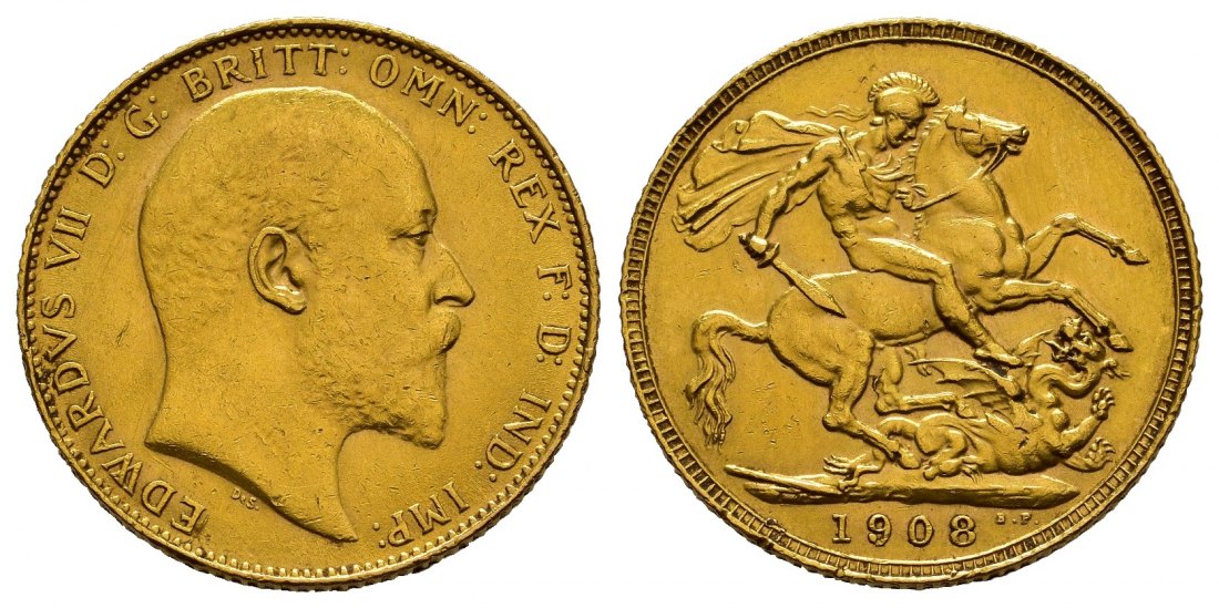 PEUS 7993 Grossbritannien 7,32 g Feingold. Eduard VII. (1901 - 1910) Sovereign GOLD 1908 Sehr schön
