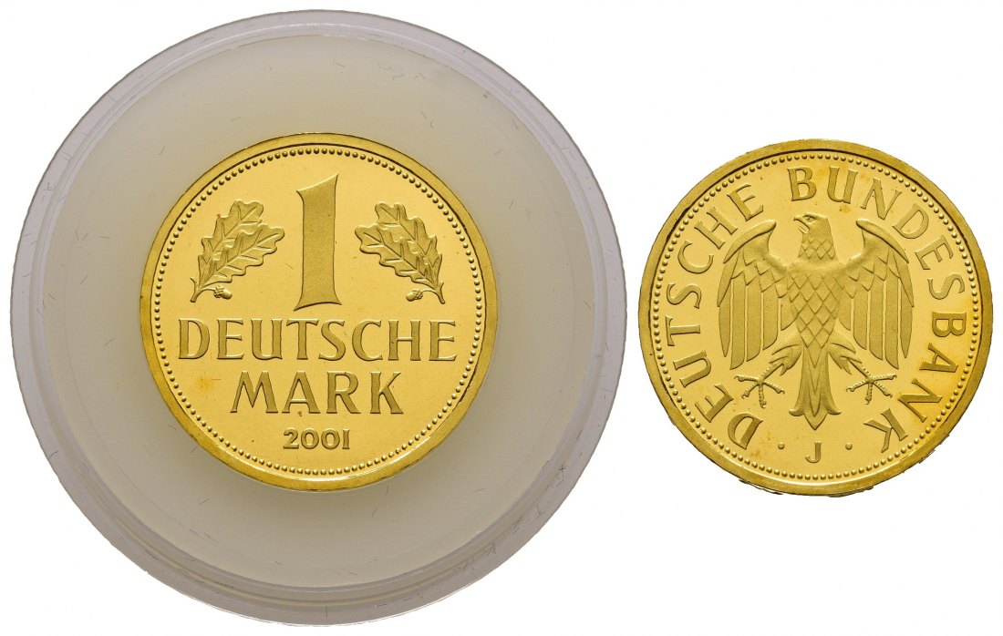 PEUS 7994 BRD 12 g Feingold. 1 Mark GOLD 2001 J Hamburg Stempelglanz (Originalkapsel)